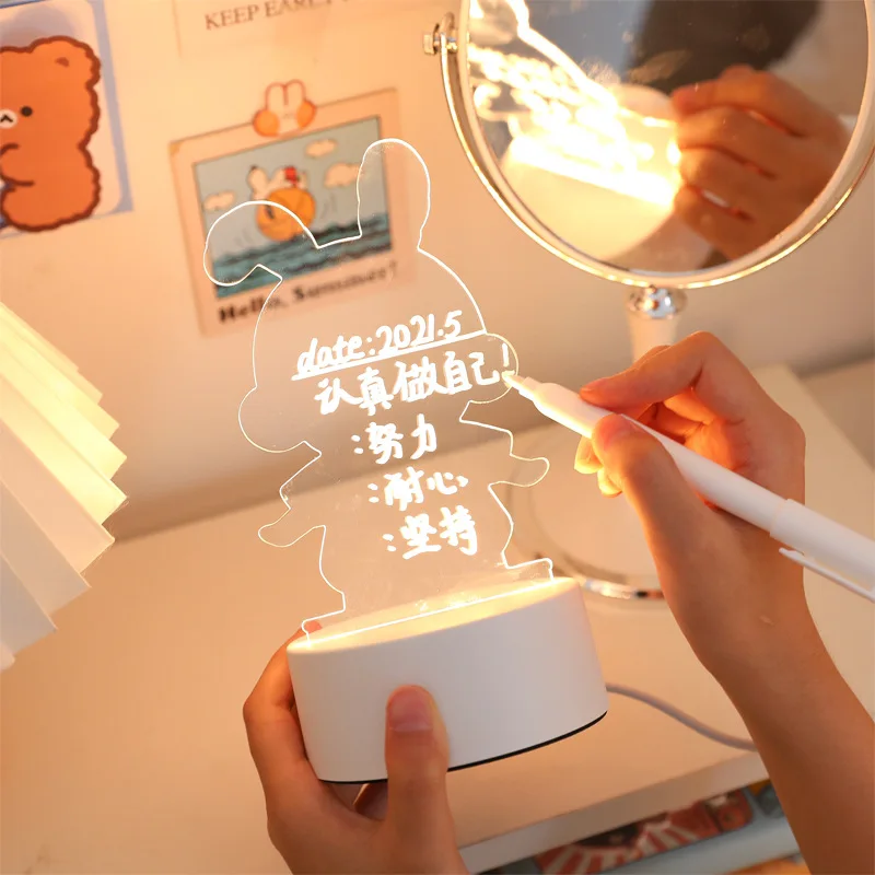 

Children's Bedroom Acrylic Led Night Light Dormitory Sleep DIY Cute Cartoon Wood Led Base for Acrylic Night Light Bedside Lamp