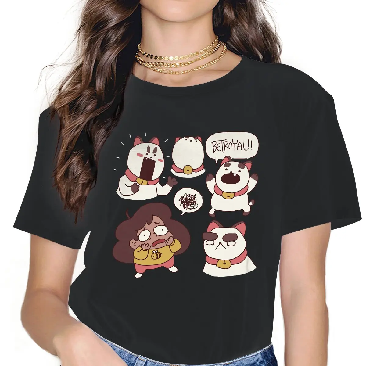 

Betrayal Moment Classic Cute Girls Women T-Shirt Bee And Puppycat Cartoon 5XL Blusas Harajuku Casual Vintage Oversized Tops