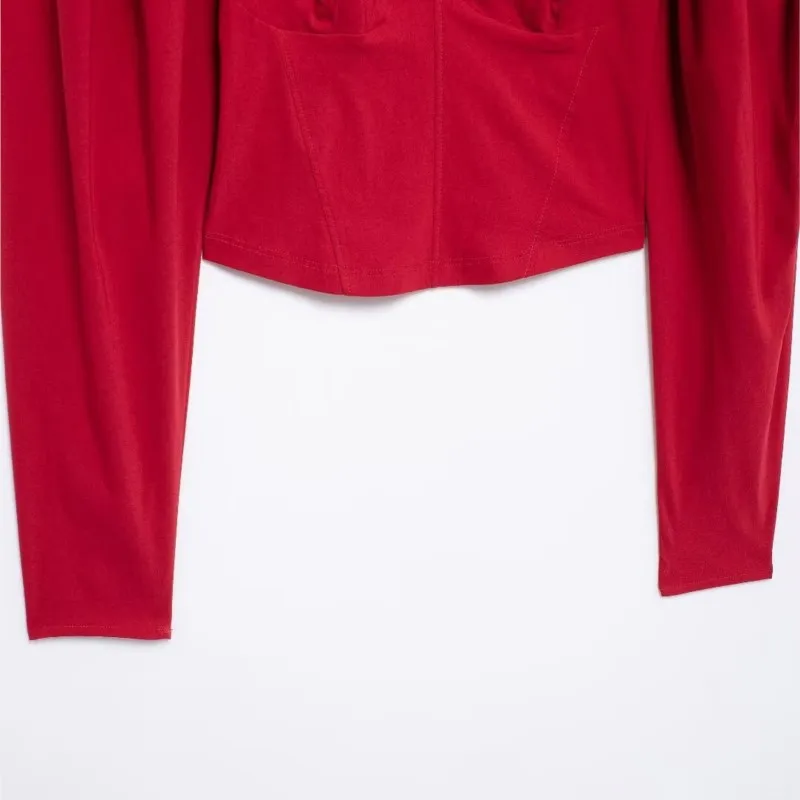 TRAF шифоновый женский топ с открытой спиной и пышными рукавами женская рубашка