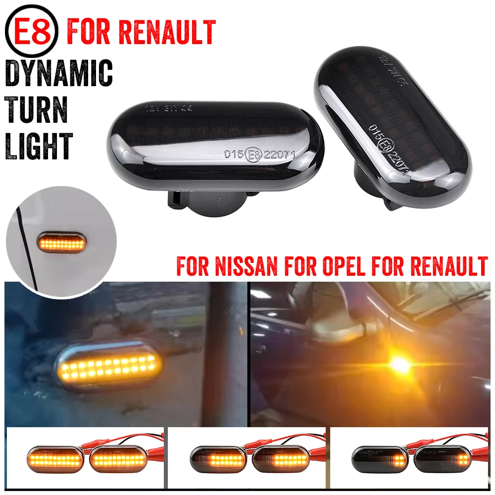 

2x светодиодные динамические поворотники, боковые габаритные огни для Renault Clio Trafic Kangoo Twigo Dacia Logan, Duster Nissan Interstar Primastar