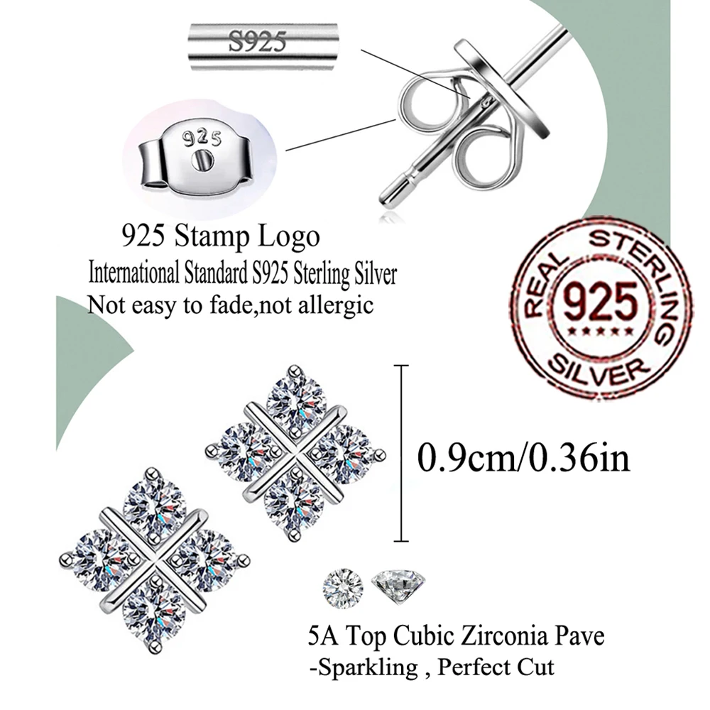 QooLady очаровательные серьги-гвоздики из стерлингового серебра 925 пробы с