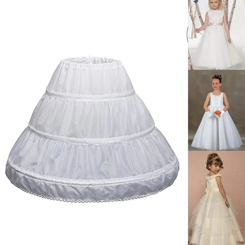 

Hot Selling 1 Pcs Children Kids Girl Petticoat Pannier Skirt 3 Hoops for Wedding Dress Party