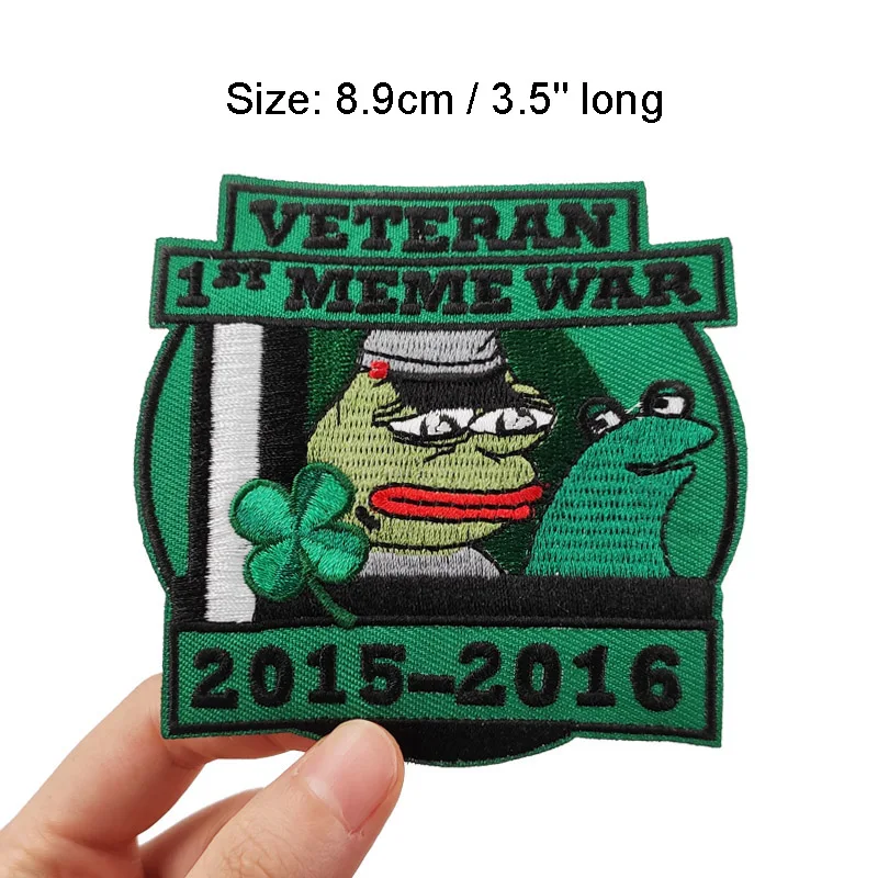 3 5 дюймов Pepe Veteran of First Meme War патч с вышивкой Металлический |