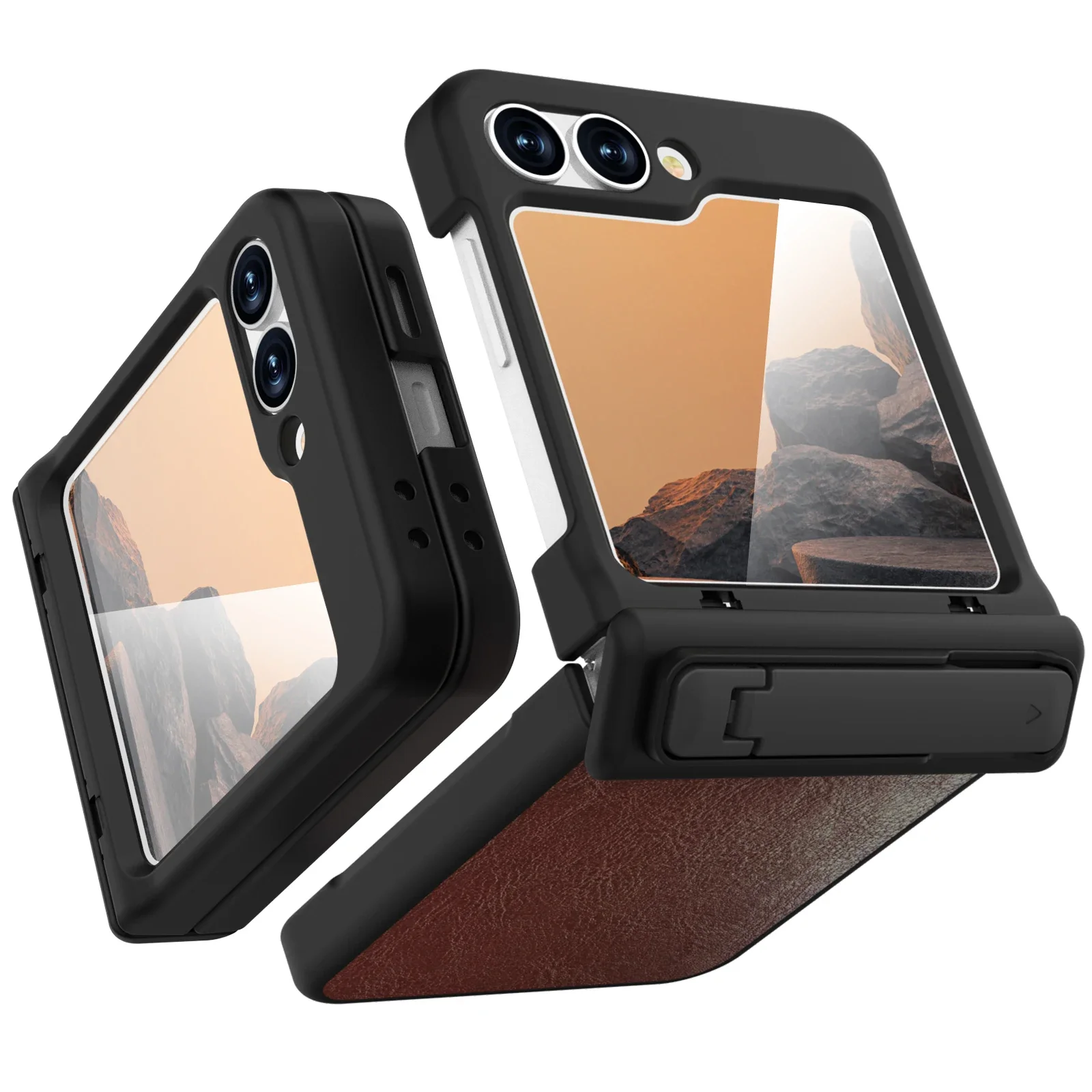 Матовый Кожаный Чехол Для Samsung Galaxy Z Flip 6 Мягкий На Ощупь Складной Шарнир С Защитой