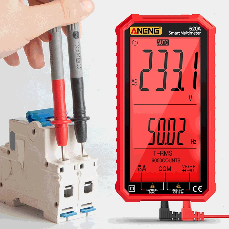

Smart 620A Digital Multimeter Large Screen Auto Range True RMS 6000 Counts Data Hold Transistor Tester Multimetro Profesional