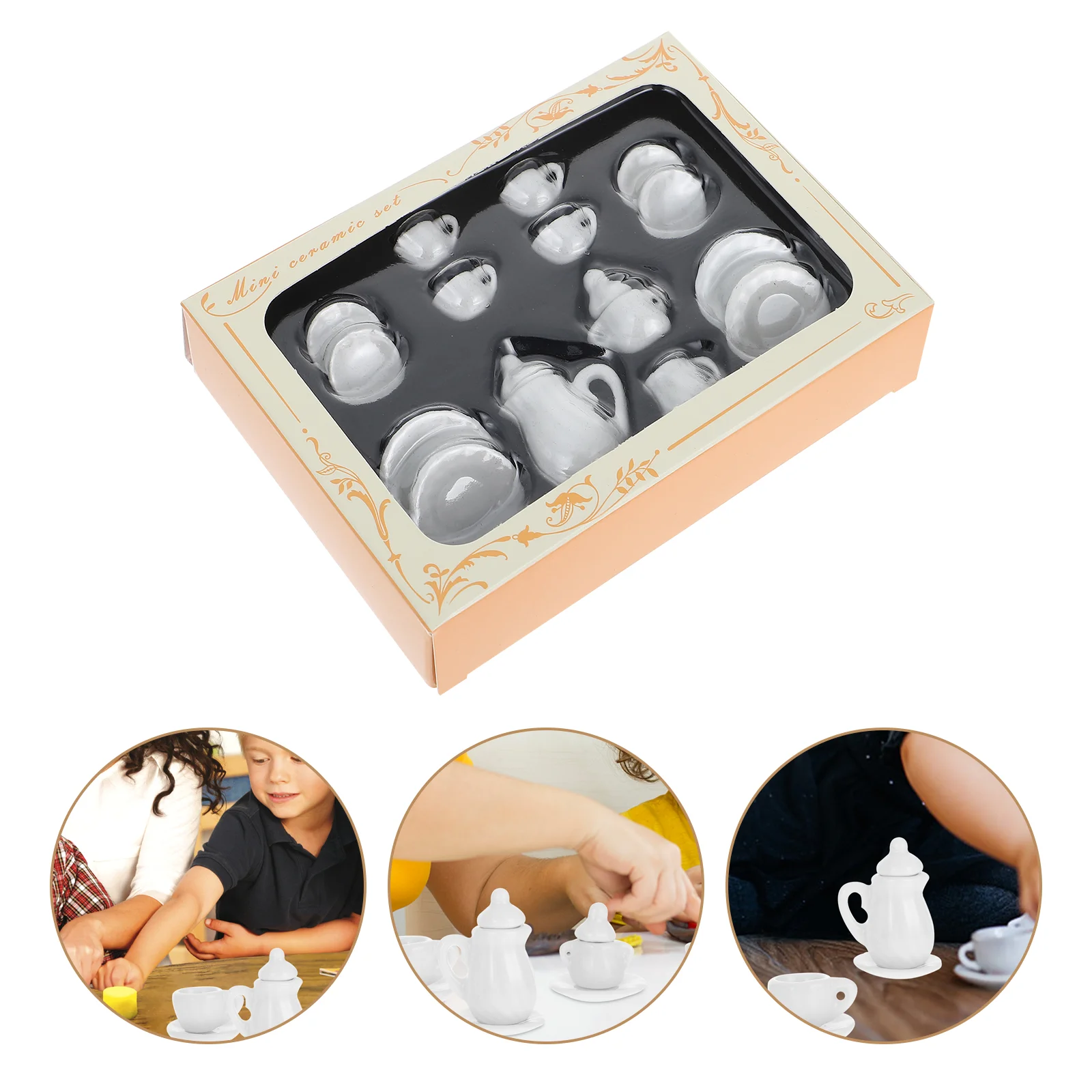 

1 Set Mini House Tea Ware Decorative Teaware Tray Model Room Desktop Ornament
