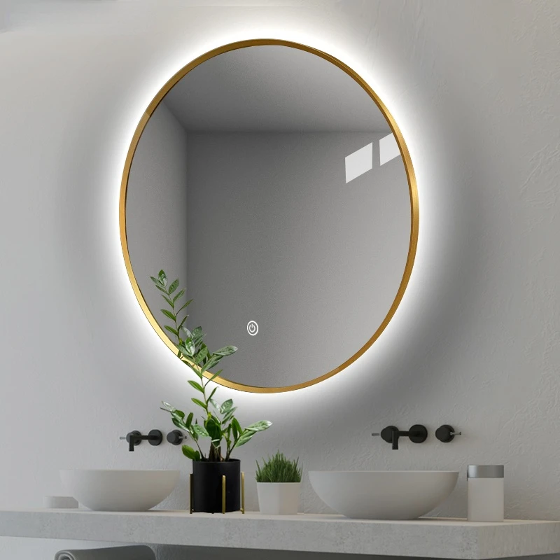 

Bathroom Mirror Lamp Wall Nordic Round Led Lighted Makeup Decorative Mirrors Room Decor Aesthetic Espejo Pared Boho Home Decor
