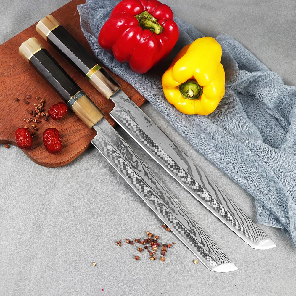 

11 Inch Salmon Filleting Knife Damascus Steel Japanese Chef Sashimi Knives Utility Cleaver Fish Sushi Sakimaru Knife