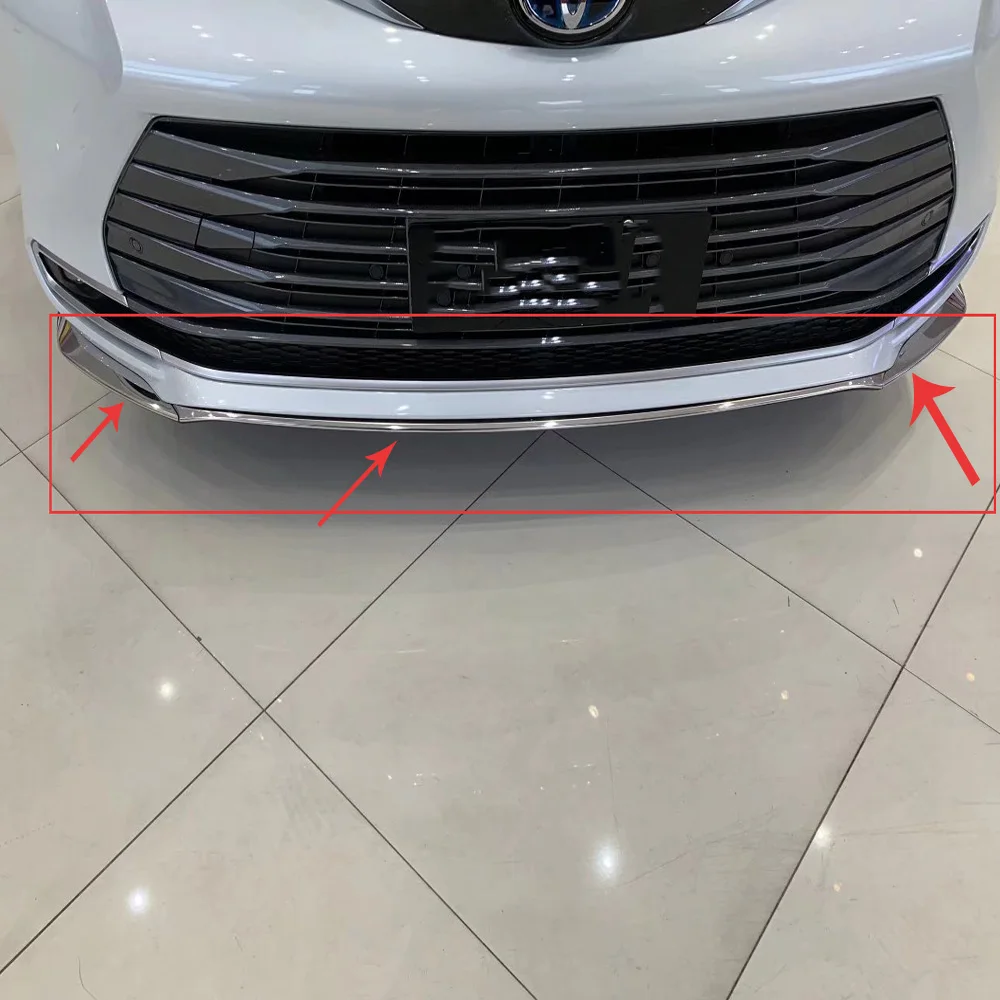 

Для Toyota Sienna 2021 2022 наружная лента из нержавеющей стали для автомобильного переднего бампера угловая крышка отделка передняя губа Декоративная полоса автомобильные аксессуары