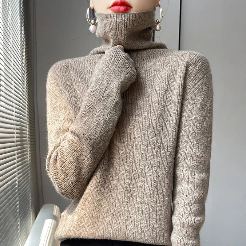 

Корейский Модный осенне-зимний новый приталенный шерстяной вязаный свитер 2022 женский однотонный Универсальный утепленный пуловер свитер ...