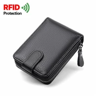 new smart wallet men rfid genuine leather card wallet first layer cowhide anti degaussing organ card bag coin pocket billetera