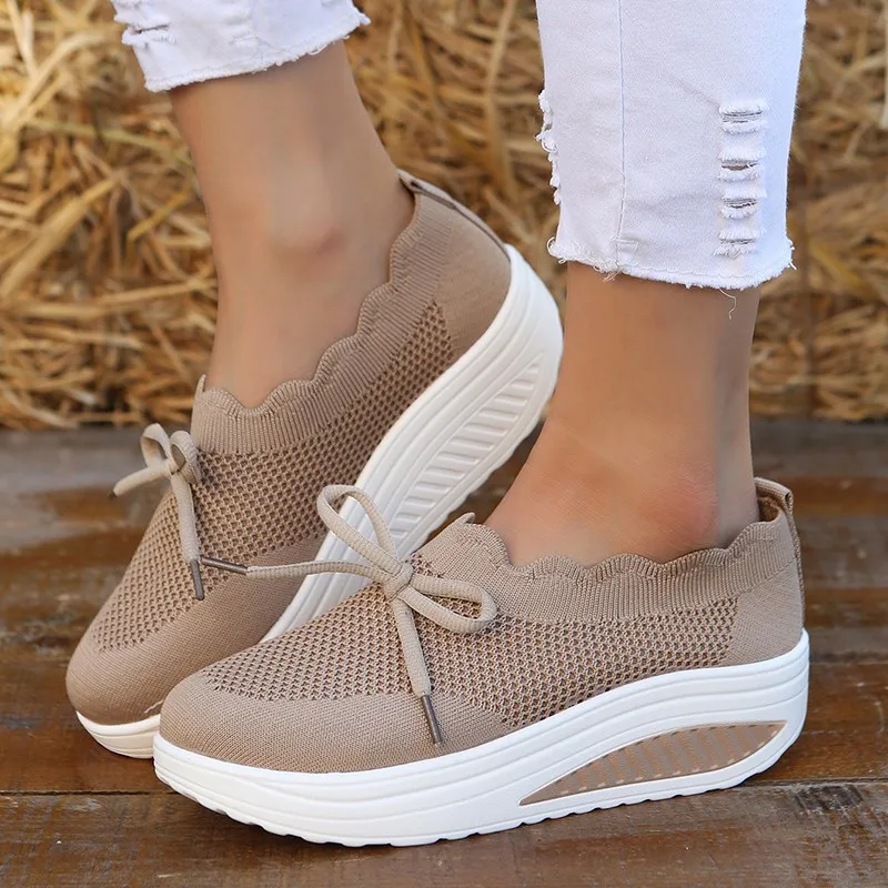 

Women's vulcanized shoes 2022 autumn mesh shoes Platform walking shoes lace up shoes of women comfortable mother shoes casual