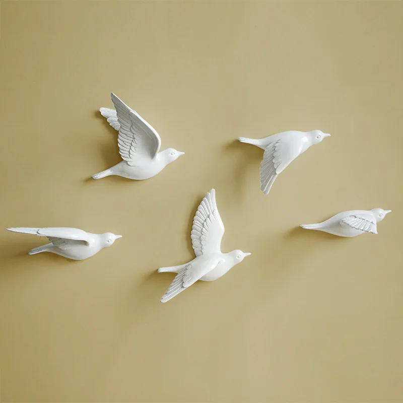 

White Birds Décor Wall In Wall Stickers 3d Birds Decoration Garden Living Room Kids Room Decoration Nordic Figurine Miniatures