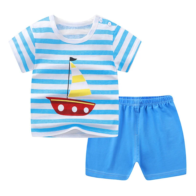 

Summer Children clothing 2 Piece Set Baby Short Sleeve Suit Cotton Boys infant Girl clothes Cute Cartoon T Shirt Top sweatshirts