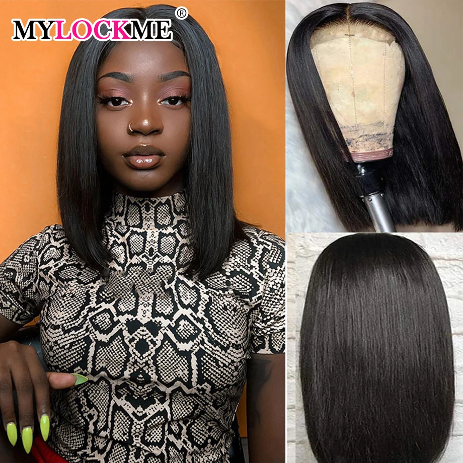 

Bone Straight Short Bob Human Hair Wigs For Women Brazilian 6x6x1 T Part HD Transparent Lace Frontal Wig Cheap Wigs Pre Plucked