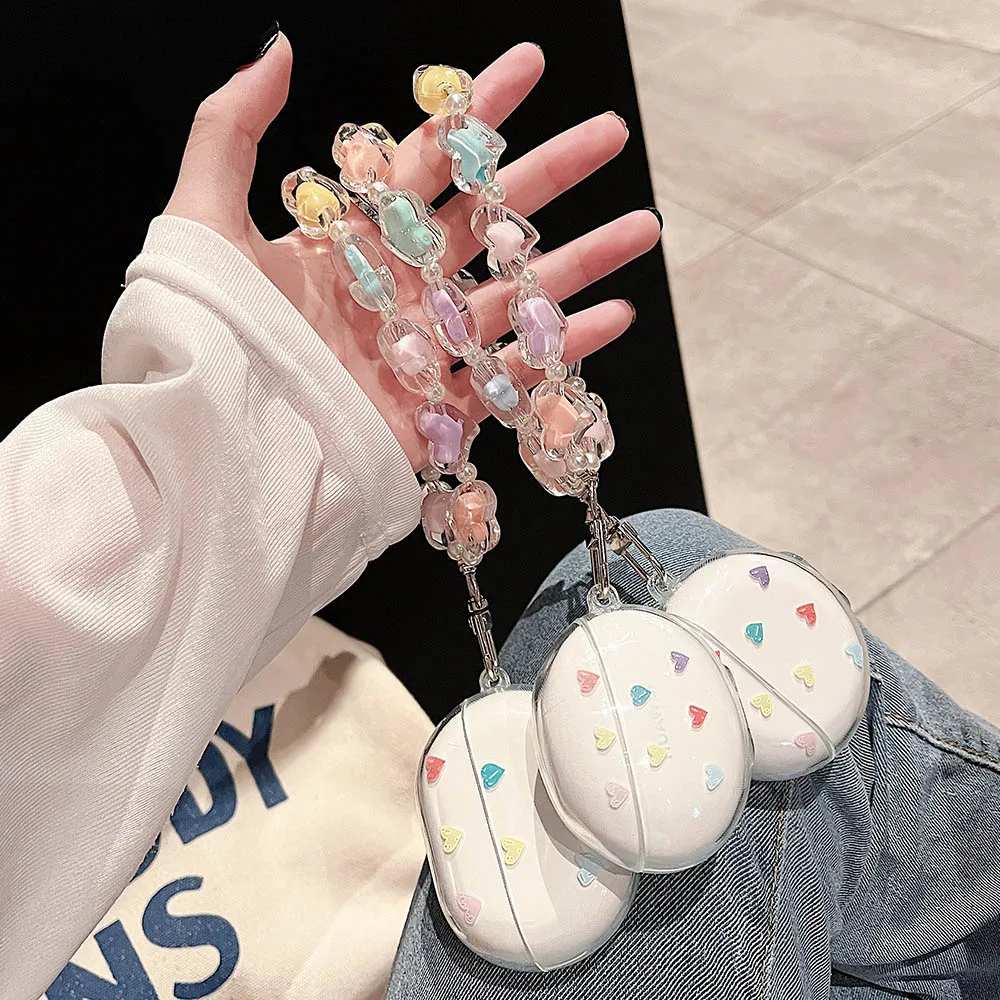 

Colorful Love Heart Transparent Case Bracelet For Huawei Freebuds Pro 2 4i 5i 4E Earphone Soft Silicone Cover For Free buds 4 3