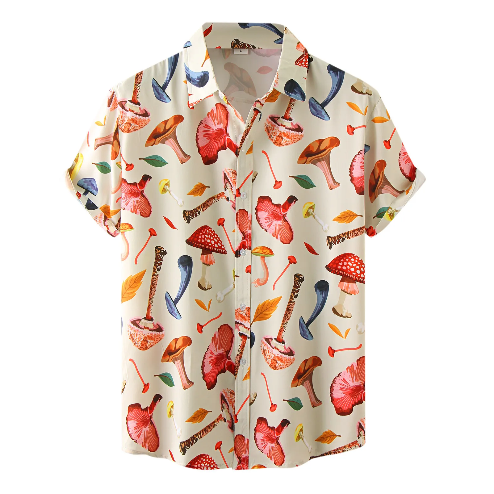 

2023 Summer Hawaiian Shirt 3d T-shirt Retro Shirt Mushroom Pattern Short Sleeve Man Camisa Vacation Casua Man T-shirt Beach Tops