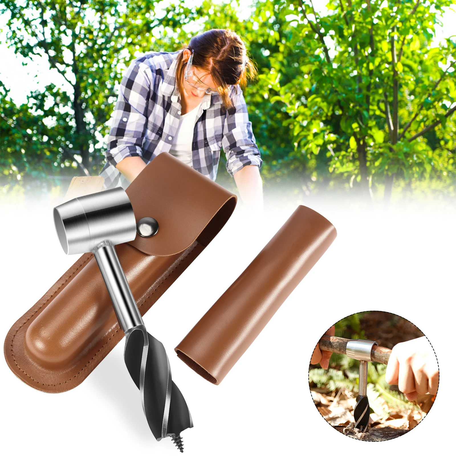 

Bushcraft Hand Drill Manual Auger Drill Hand Auger Drill Bit Outdoor Survival Punch Tool For Camping Bushcraft Outdoor