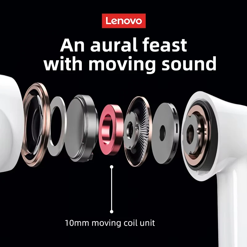 Фото Беспроводные Bluetooth-наушники Lenovo LP1S TWS Pro 6 для спорта и музыки с шумоподавлением, HD-звонками и игровой гарнитурой для мужчин и женщин №1