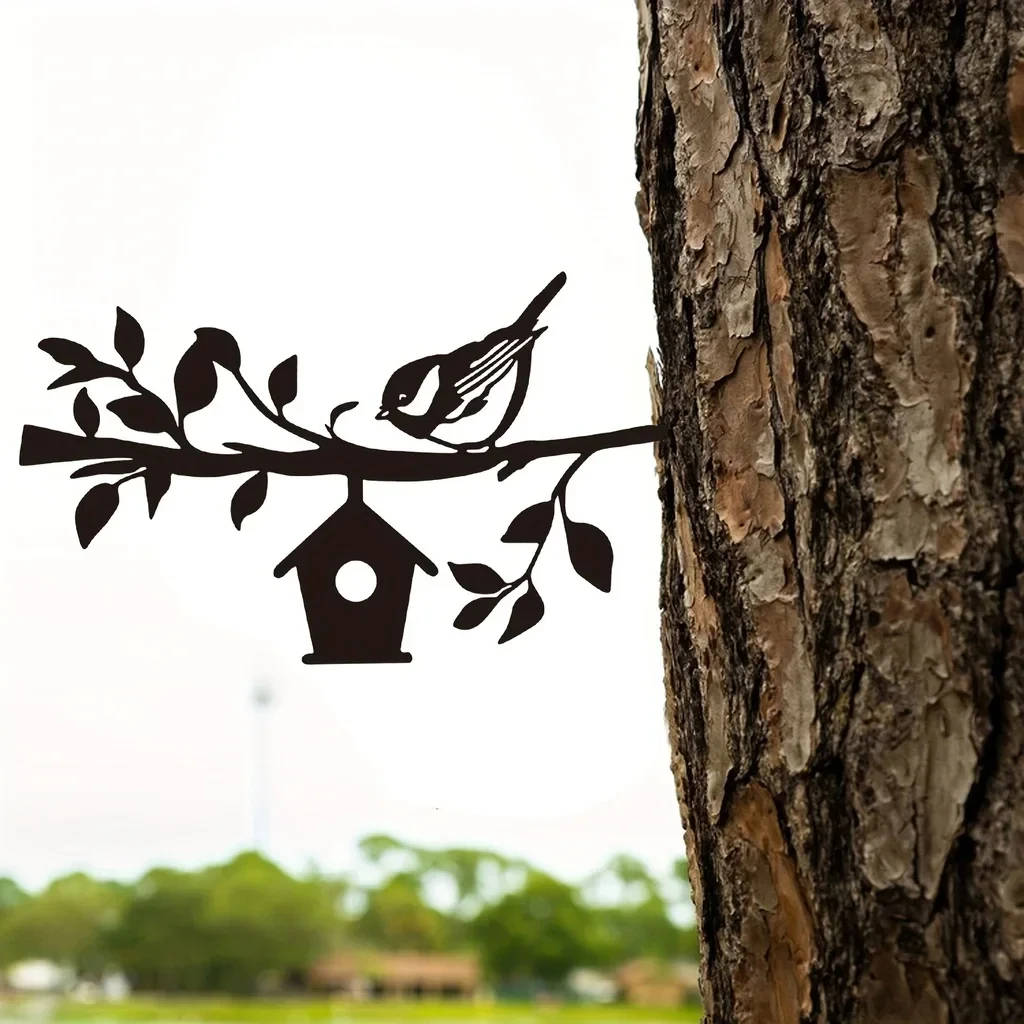 Ddpnkl Металлический Силуэт Садовый Кол Художественное Украшение Двора Дерево