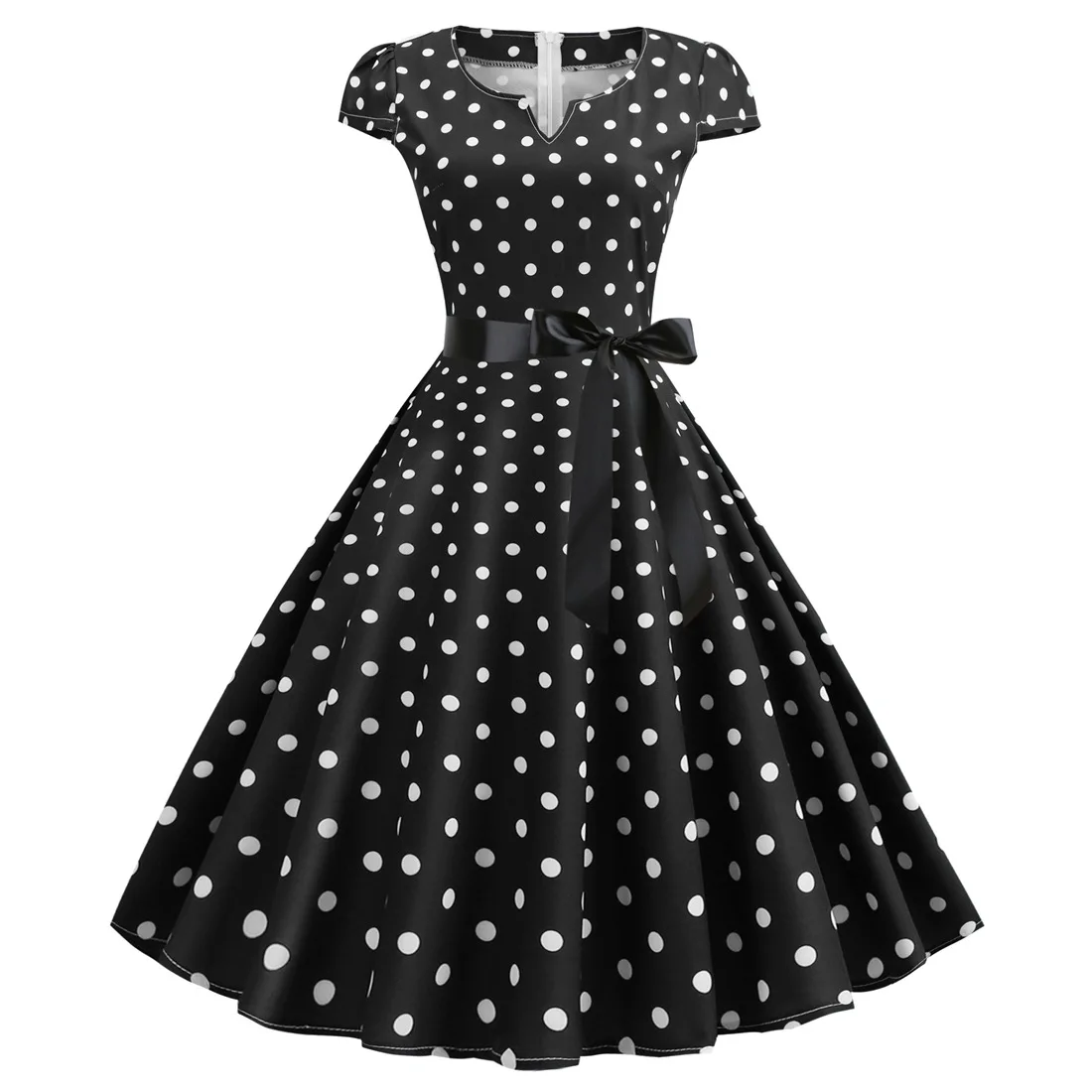 

Women Summer Floral Dresss 50S 60S Vintage Casual Elegant Polka Dot V Neck Party Work Office Dress Retro Rockabilly Vestidos