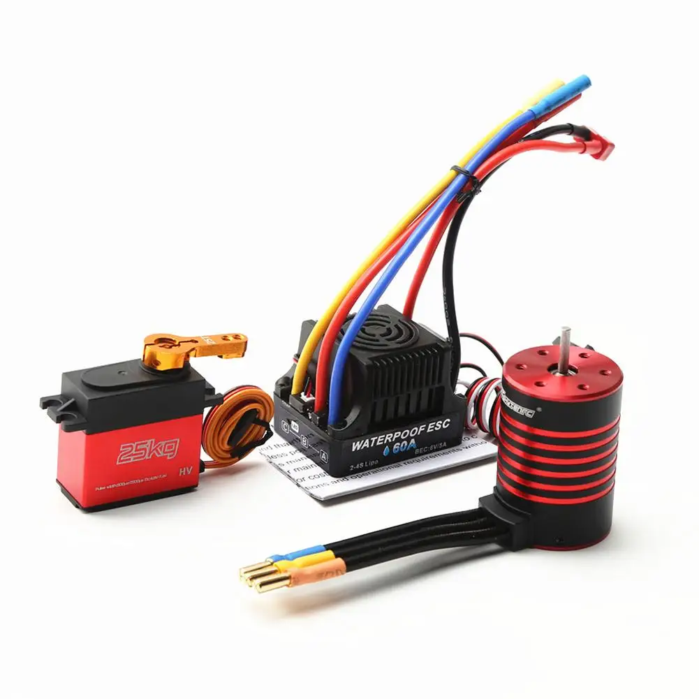

NASITIP Combo 3650 2300/3100/3600/4500/5200kv Brushless Motor 25kg Servo 60a Esc Compatible For Hsp Hpi 1/10 Rc Car Trucks