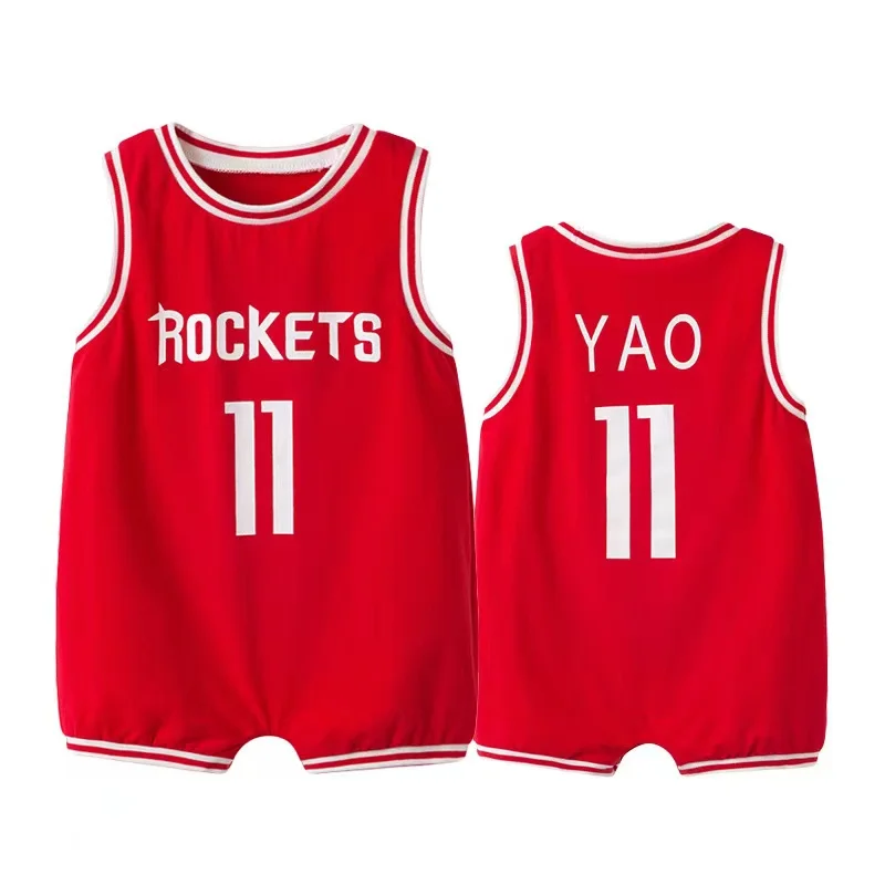 2022 Summer Basketball Sleeveless Romper Baby Clothes for Newborns 1 Piece Kids Clothing Set Sport Jumpsuit Cotton Tracksuits