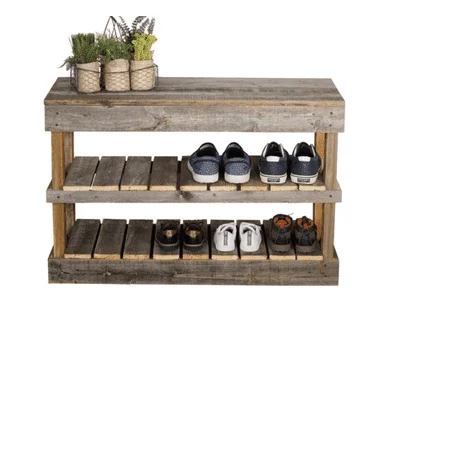Modern vibe Rustic Wood 2 -Tier Shoe Rack Bench with Storage