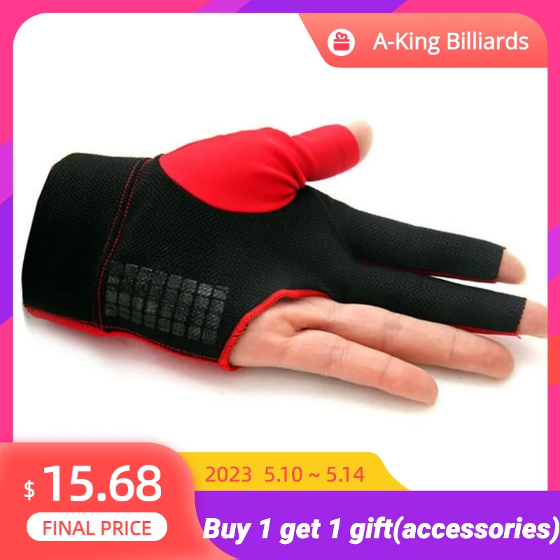 

New Lycra Fabric Snooker Billiard Cue Gloves Pool Left Hand Three Finger Billiard Accessories Blue/Black/Red High Elastic