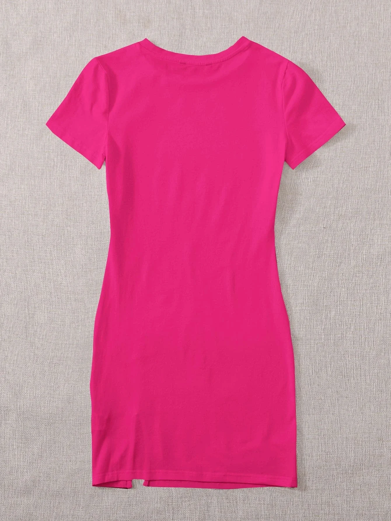 

Neon Pink Split Hem Solid Dress