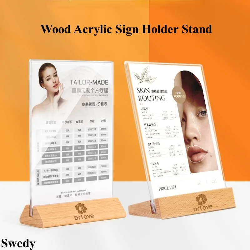 

A4 210X297MM Double Acrylic Sign Holder Restaurant Table Menu Holder Display Stand Ad Frame Office Store Paper Sheet Holder
