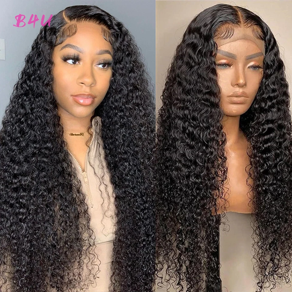 Deep Wave Frontal Wig Transparent Lace Front Human Hair Wigs For Black Women Brazilian Curly Lace Front Wig Lace Closure Wig