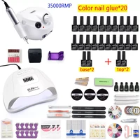 1020 color gel varnish nail set with 35000 rpm 20000 rpm nail drill machine and 120w uv led nail lamp tool for manicu