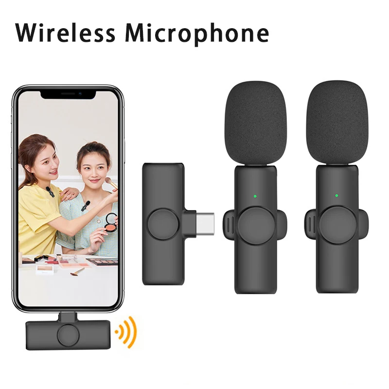 

New Wireless Lavalier Microphone Mini Mic Noise Reduction Live Interview Mobile Phone Recording For iPhone Android Broadcast