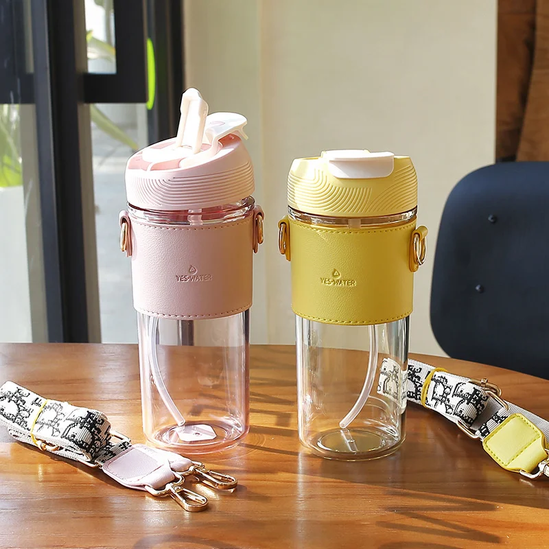 Модный уличный эластичный чехол Портативный мессенджер через плечо чашка для воды Женская Скандинавская кофейная чашка пластиковая солом...