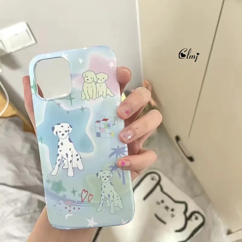 

Clmj Cute Dalmatians Cartoon Animal Gradient Star Phone Case For iPhone 14 Plus 11 13 Mini 12 Pro XR XS Max X 8 7 Silicone Cover