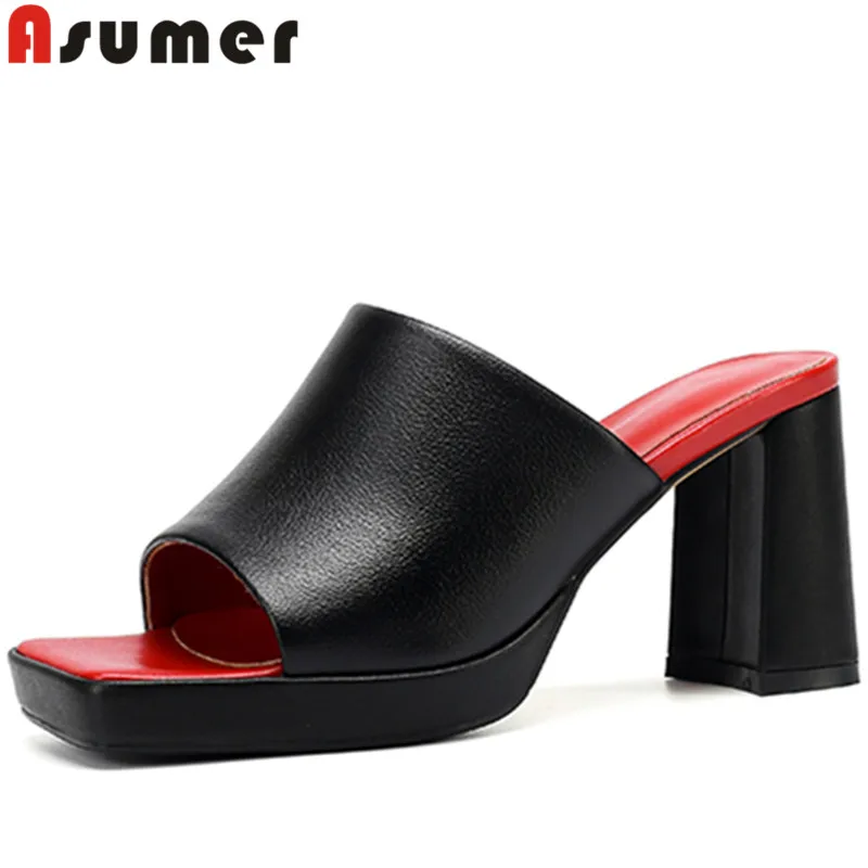 

ASUMER 2022 New Microfiber Mixed Colors Women Slippers Thick High Heels Slippers Fashion Ladies Summer Platform Shoes