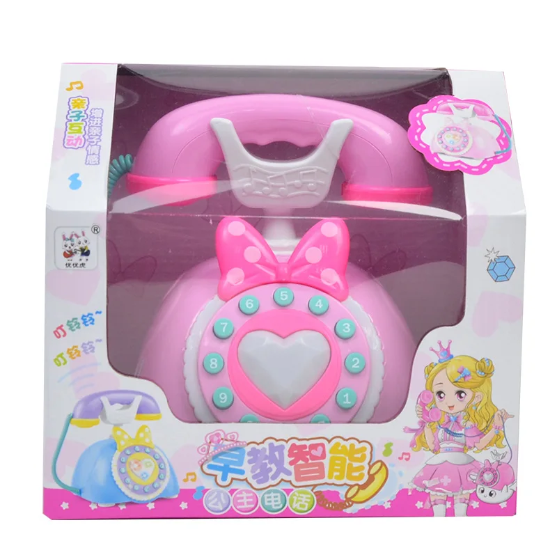 

Children's puzzle simulation retro telephone antique landline light music cartoon enlightenment early education toy