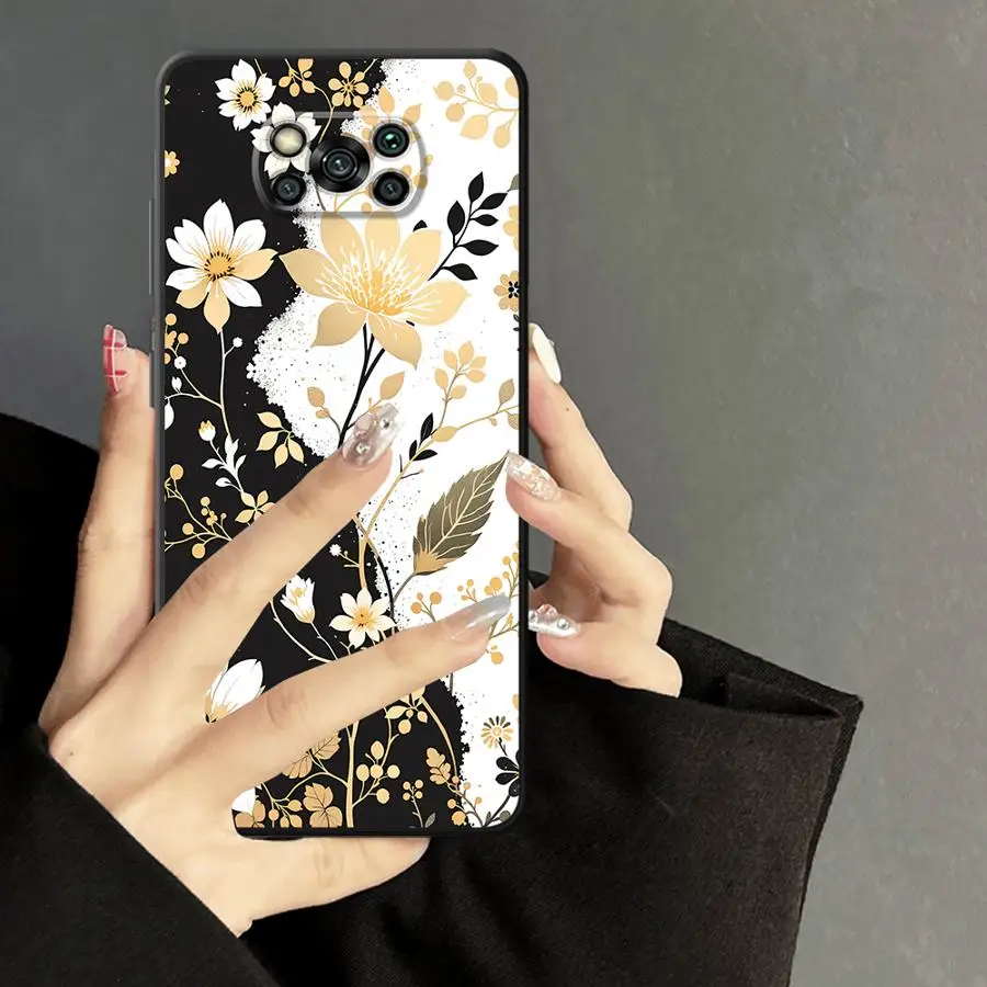 Чехол для телефона Xiaomi Poco F8 C71 X3 X4 X5 X7 Pro M5 C50 F3 C75 C61 M3 M4 M7 F1 с золотым цветочным дизайном (art.: 3920da59fe5fe) - 3920da59fe5fe