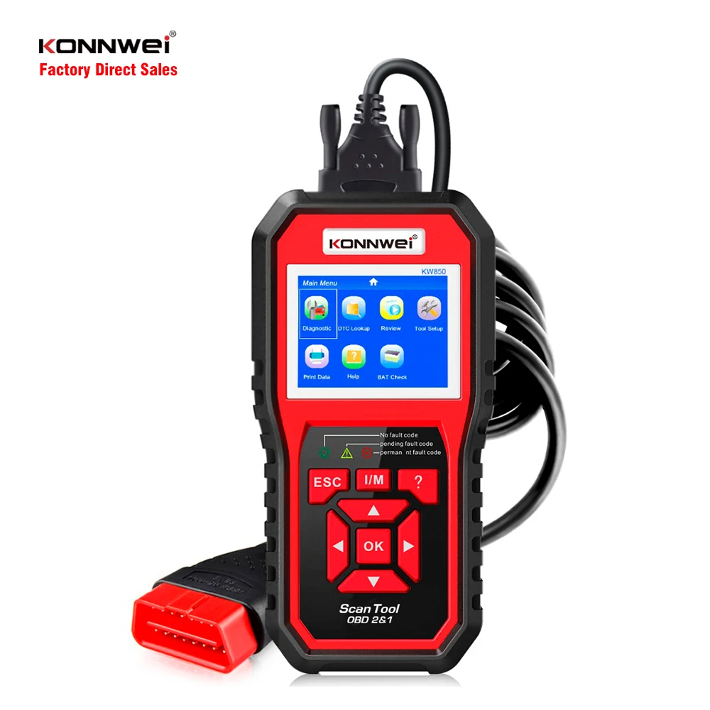 Universal OBD2 car scan tool sensor test KONNWEI KW850 auto fault Code Reader diagnostic Scan Tool with I/M Readiness