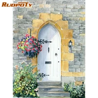 ruopoty oil painting by numbers handicraft picture drawing door with flowers painting numbers artwork for adults gift pictures
