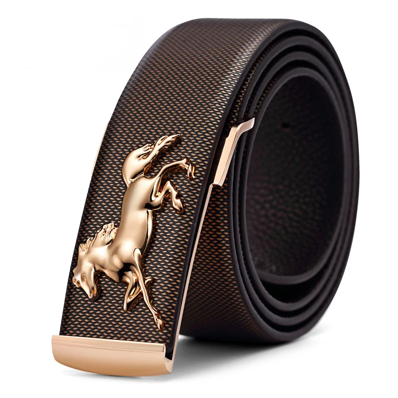

Genuine Leather Belts for Men Fancy Vintage Jeans Plate Buckle Waistband Width:3.5cm Length:105-125cm