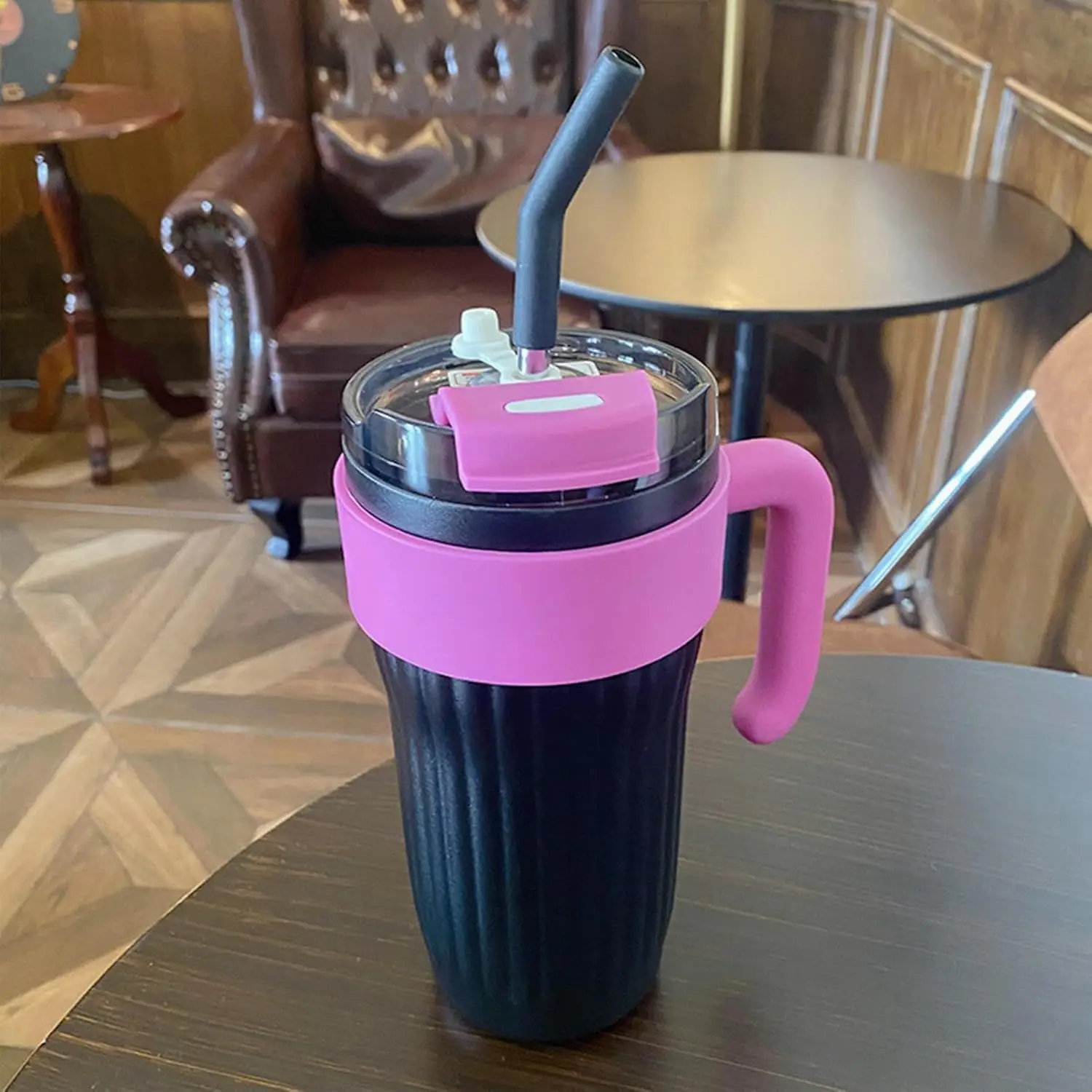 Стакан 30 унций с ручкой крышкой и соломинкой стакан из нержавеющей стали удобный