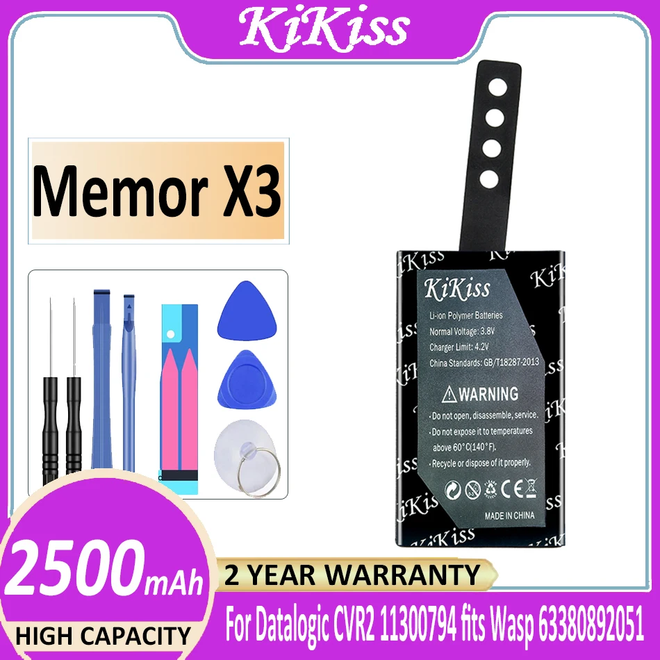 

Original KiKiss Battery 2500mAh For Datalogic Memor X3 11300794 CVR2 CVR 2 fits Wasp 63380892051 Digital Bateria