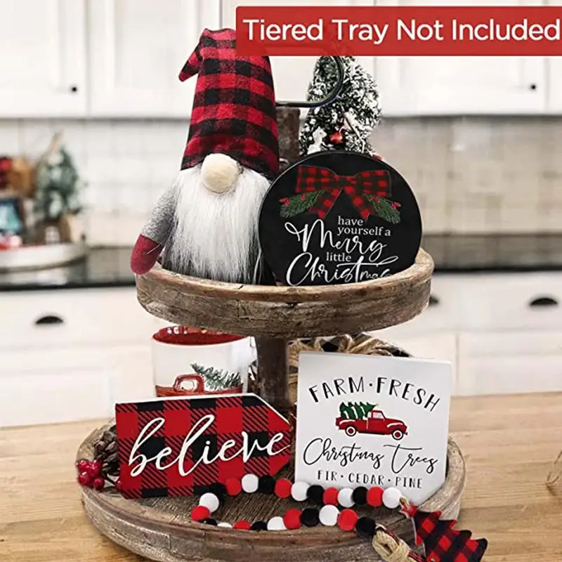 

Christmas Tiered Tray Decorations 5pcs Tiered Tray Decorations Set Portable Christmas Table Decorations Party Decor Home Decor