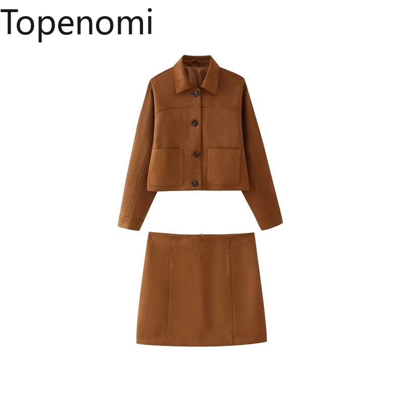 Topenomi винтажная куртка и юбка комплекты женской моды однобортное короткое