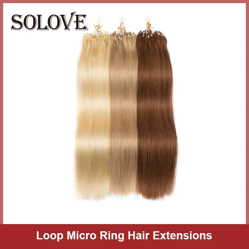 Extensiones de cabello humano brasileño Remy, Micro anillo de bucle recto, cápsula Natural de queratina, 40G/50G/paquete, color rubio y negro