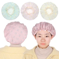 reusable thickened waterproof elastic shower cap sleep cap head hair cover bath hat
