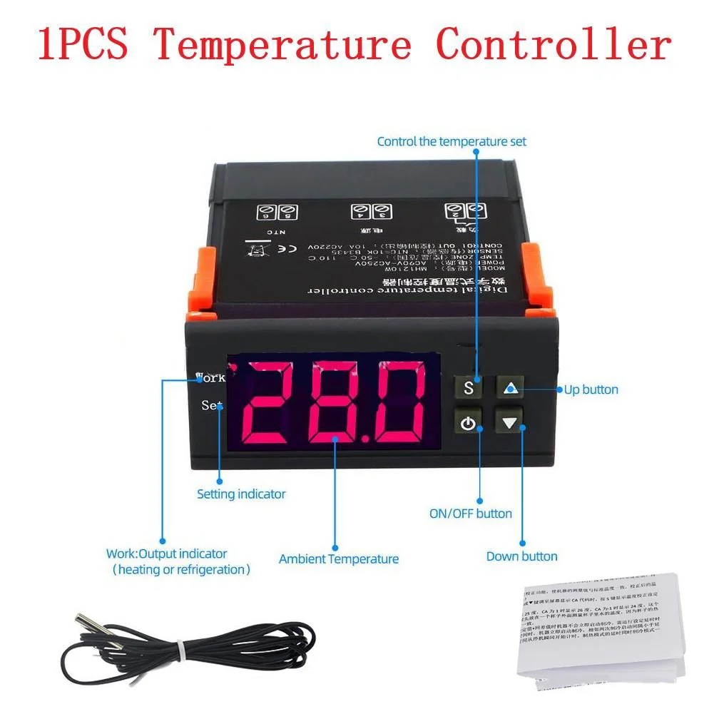 

DC 12V Temperature Controller 10A Thermostat Controller Adjustable NTC Sensor 3.4*3*1.4in Temperature Modules