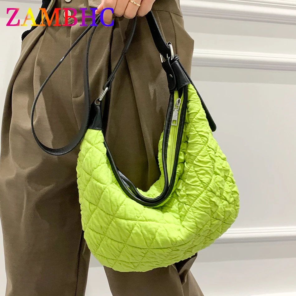 

Large Capacity Women's Casual Tote Bags Fabric Quilted Soft Shoulder Crossbody Bags for Women 2022 Spring Trend Lady Shopper Bag